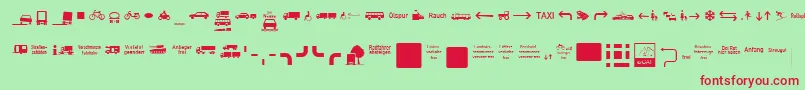 Czcionka ZeichenVierhundert – czerwone czcionki na zielonym tle