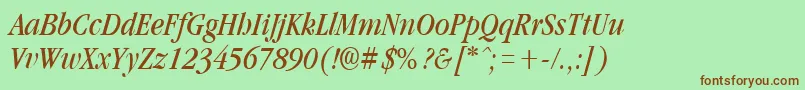 GarnetcondensedItalic Font – Brown Fonts on Green Background