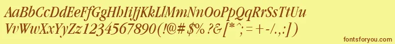 GarnetcondensedItalic Font – Brown Fonts on Yellow Background