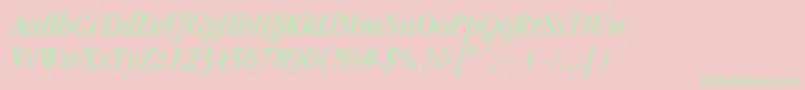 GarnetcondensedItalic Font – Green Fonts on Pink Background