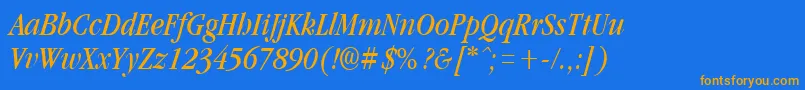 GarnetcondensedItalic Font – Orange Fonts on Blue Background