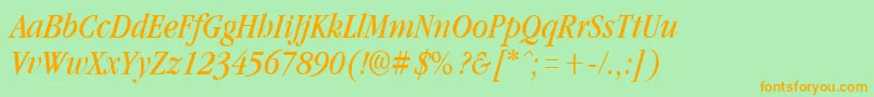 GarnetcondensedItalic Font – Orange Fonts on Green Background