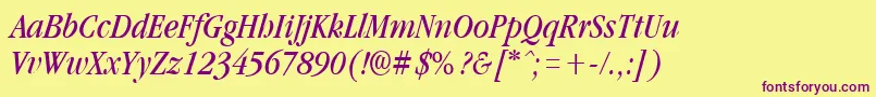 GarnetcondensedItalic Font – Purple Fonts on Yellow Background