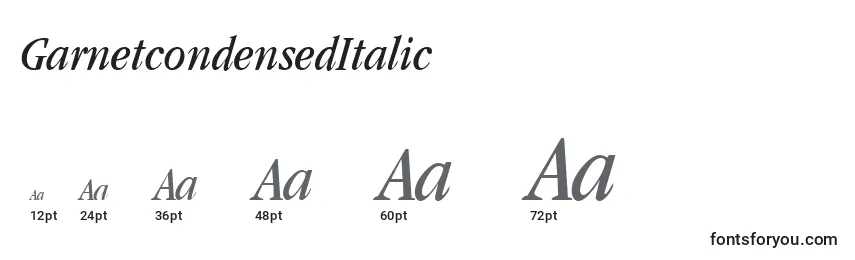 GarnetcondensedItalic Font Sizes