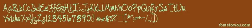 Hwfont Font – Green Fonts on Brown Background