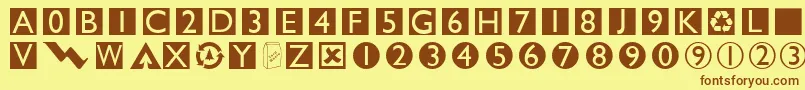 フォントOmahadings – 茶色の文字が黄色の背景にあります。