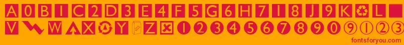 フォントOmahadings – オレンジの背景に赤い文字