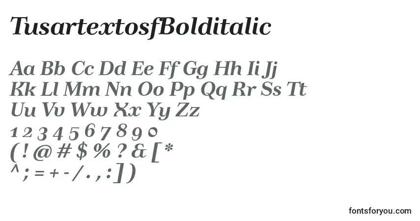 A fonte TusartextosfBolditalic – alfabeto, números, caracteres especiais