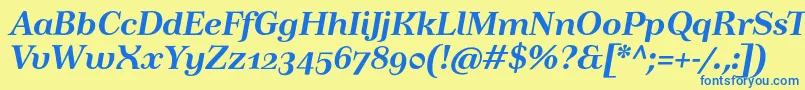 TusartextosfBolditalic Font – Blue Fonts on Yellow Background