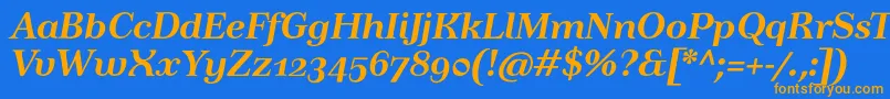 TusartextosfBolditalic Font – Orange Fonts on Blue Background