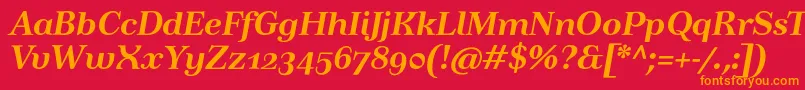 TusartextosfBolditalic Font – Orange Fonts on Red Background