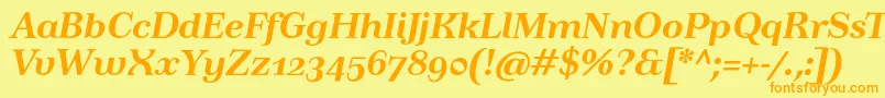 TusartextosfBolditalic Font – Orange Fonts on Yellow Background