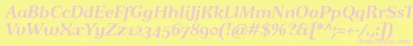 TusartextosfBolditalic Font – Pink Fonts on Yellow Background