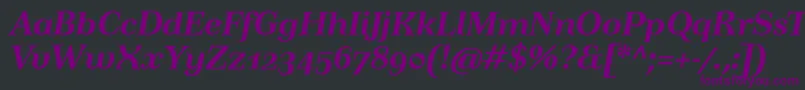 Czcionka TusartextosfBolditalic – fioletowe czcionki na czarnym tle