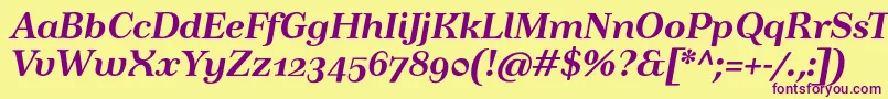 TusartextosfBolditalic Font – Purple Fonts on Yellow Background