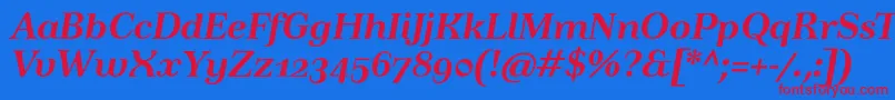 TusartextosfBolditalic Font – Red Fonts on Blue Background
