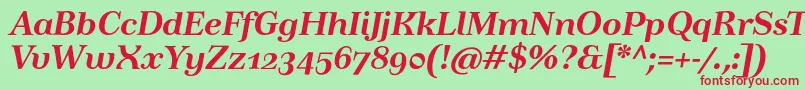 TusartextosfBolditalic Font – Red Fonts on Green Background