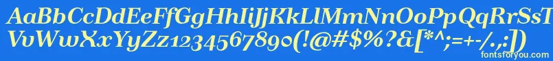 TusartextosfBolditalic Font – Yellow Fonts on Blue Background