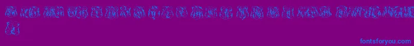 Fonte HardToReadMonogramsTwo – fontes azuis em um fundo violeta