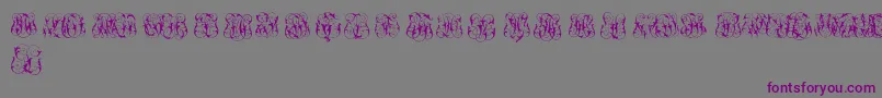 フォントHardToReadMonogramsTwo – 紫色のフォント、灰色の背景