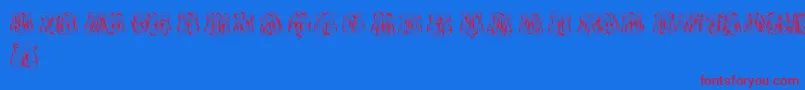 HardToReadMonogramsTwo Font – Red Fonts on Blue Background
