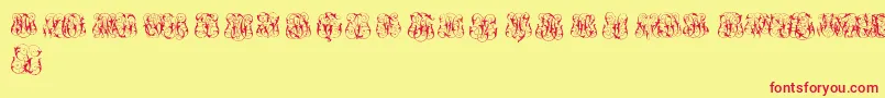 フォントHardToReadMonogramsTwo – 赤い文字の黄色い背景