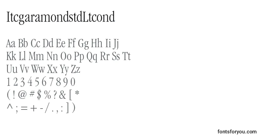 Fuente ItcgaramondstdLtcond - alfabeto, números, caracteres especiales
