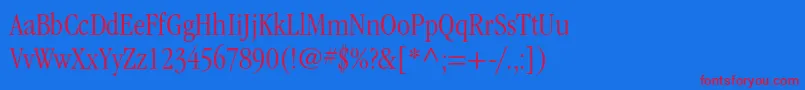 ItcgaramondstdLtcond-fontti – punaiset fontit sinisellä taustalla