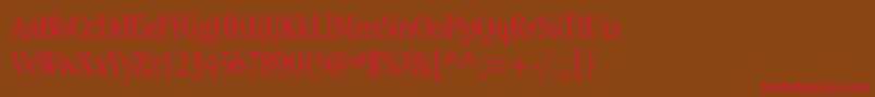 フォントItcgaramondstdLtcond – 赤い文字が茶色の背景にあります。