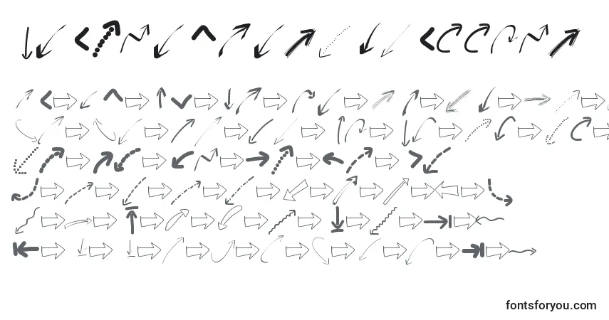 A fonte Peaxwebdesignarrows – alfabeto, números, caracteres especiais