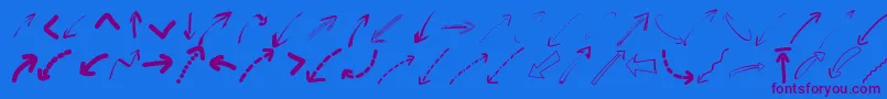 Weitere Informationen zur Peaxwebdesignarrows-Schriftart Peaxwebdesignarrows-Schriftart – Violette Schriften auf blauem Hintergrund