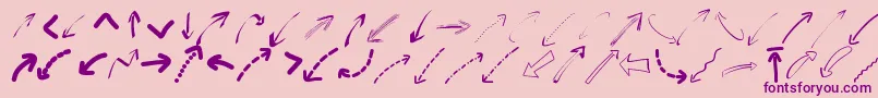 Fonte Peaxwebdesignarrows – fontes roxas em um fundo rosa