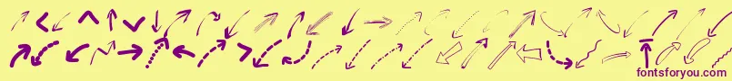 Peaxwebdesignarrows Font – Purple Fonts on Yellow Background