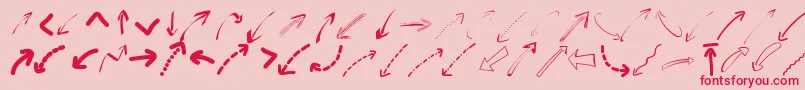 Czcionka Peaxwebdesignarrows – czerwone czcionki na różowym tle