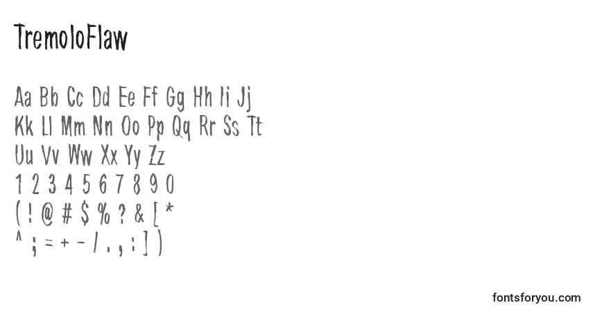 TremoloFlaw-fontti – aakkoset, numerot, erikoismerkit
