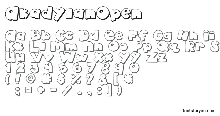 Czcionka AkadylanOpen – alfabet, cyfry, specjalne znaki