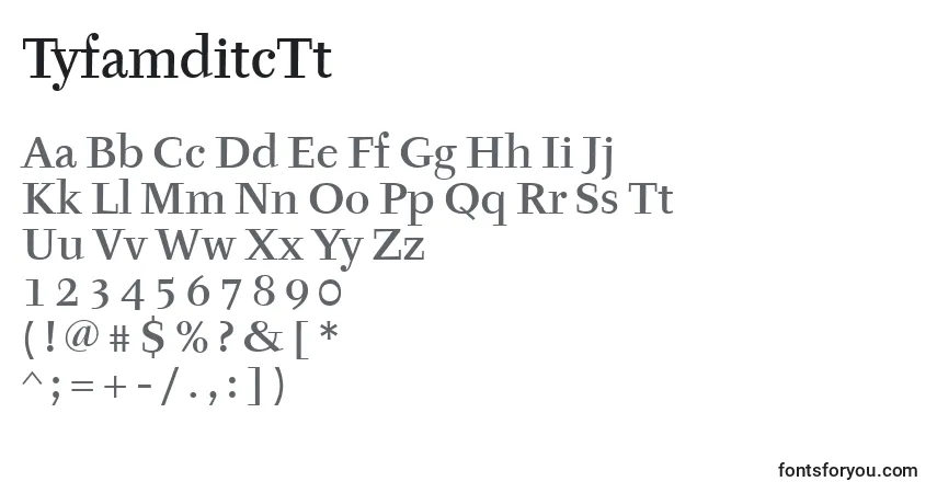 TyfamditcTt-fontti – aakkoset, numerot, erikoismerkit