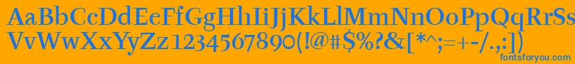 フォントTyfamditcTt – オレンジの背景に青い文字