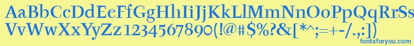 TyfamditcTt Font – Blue Fonts on Yellow Background