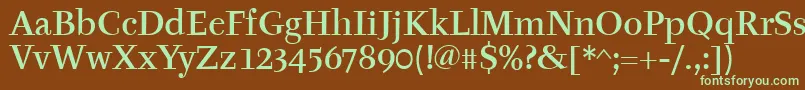 TyfamditcTt-fontti – vihreät fontit ruskealla taustalla