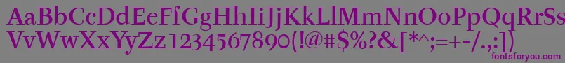 フォントTyfamditcTt – 紫色のフォント、灰色の背景