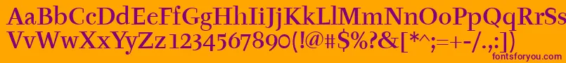 TyfamditcTt-fontti – violetit fontit oranssilla taustalla