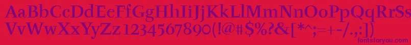 TyfamditcTt Font – Purple Fonts on Red Background