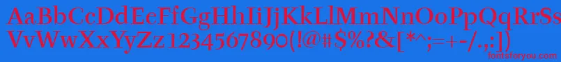 TyfamditcTt-fontti – punaiset fontit sinisellä taustalla
