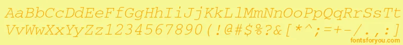 フォントCrr36C – オレンジの文字が黄色の背景にあります。