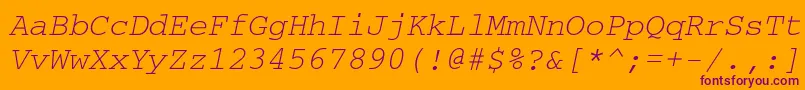 フォントCrr36C – オレンジの背景に紫のフォント