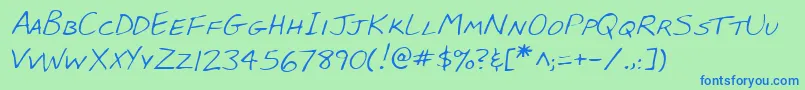 BabcockshandRegular-Schriftart – Blaue Schriften auf grünem Hintergrund