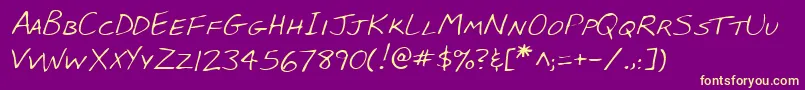 Fonte BabcockshandRegular – fontes amarelas em um fundo roxo