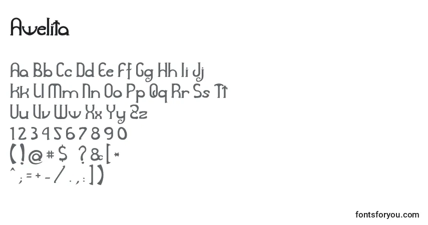 Schriftart Awelita – Alphabet, Zahlen, spezielle Symbole