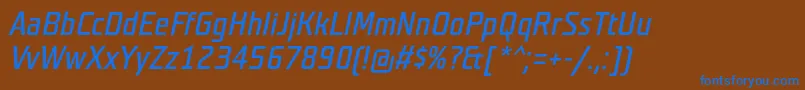 TeutonnormalItalic Font – Blue Fonts on Brown Background